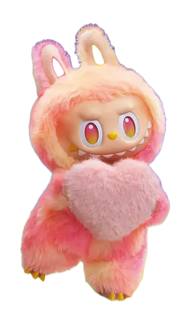 Labubu peeking from background