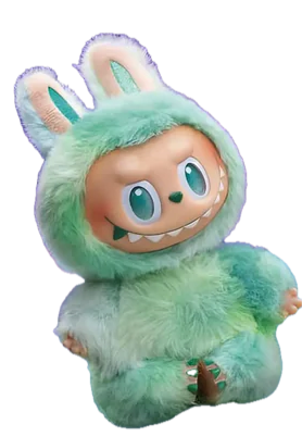 Labubu peeking from background